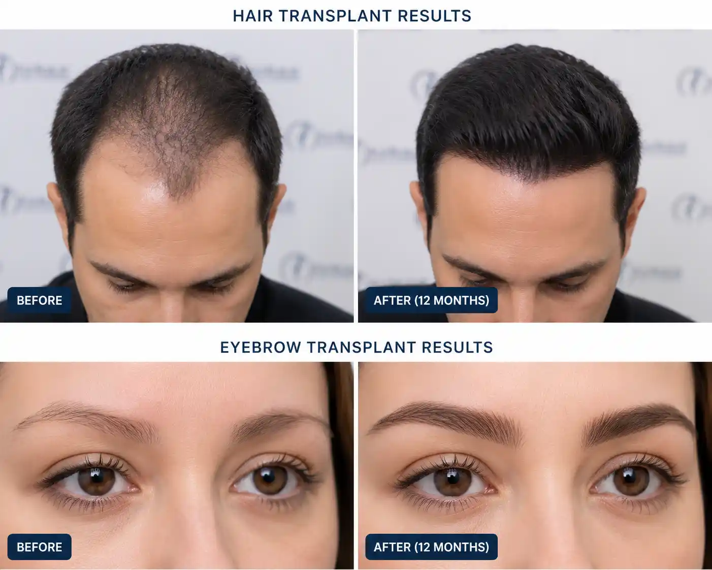 Before and After Hair and Eyebrow Transplantation